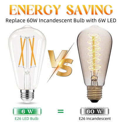 Edison LED Bulbs 60W, 4000K, 12-Pack