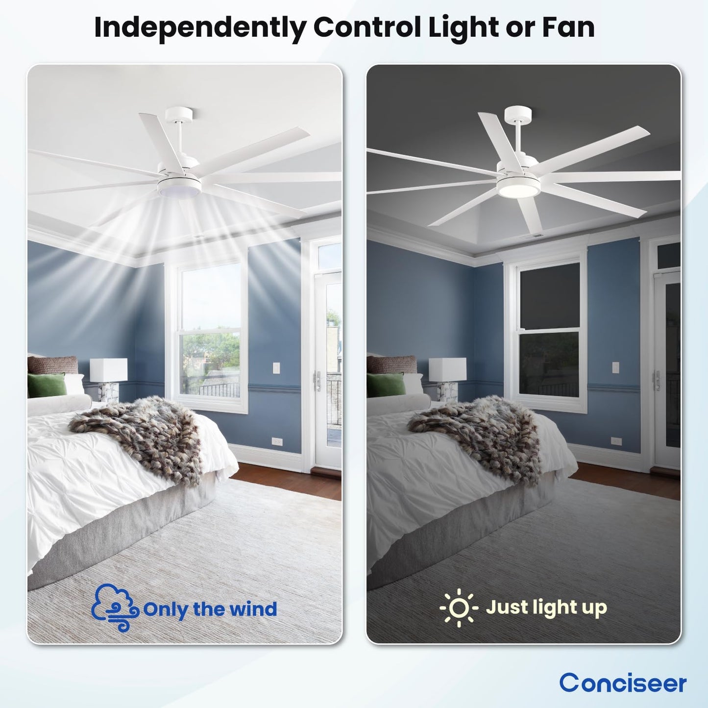 65" Modern Ceiling Fan with Light & Remote