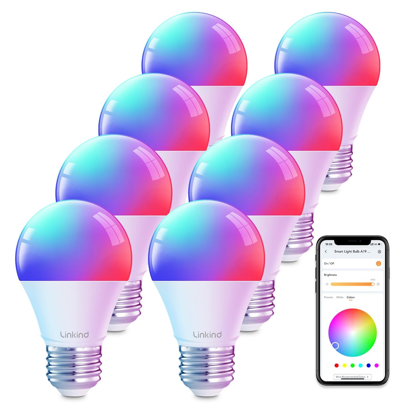 Linkind Smart Bulbs 4-Pack, RGB WiFi LED