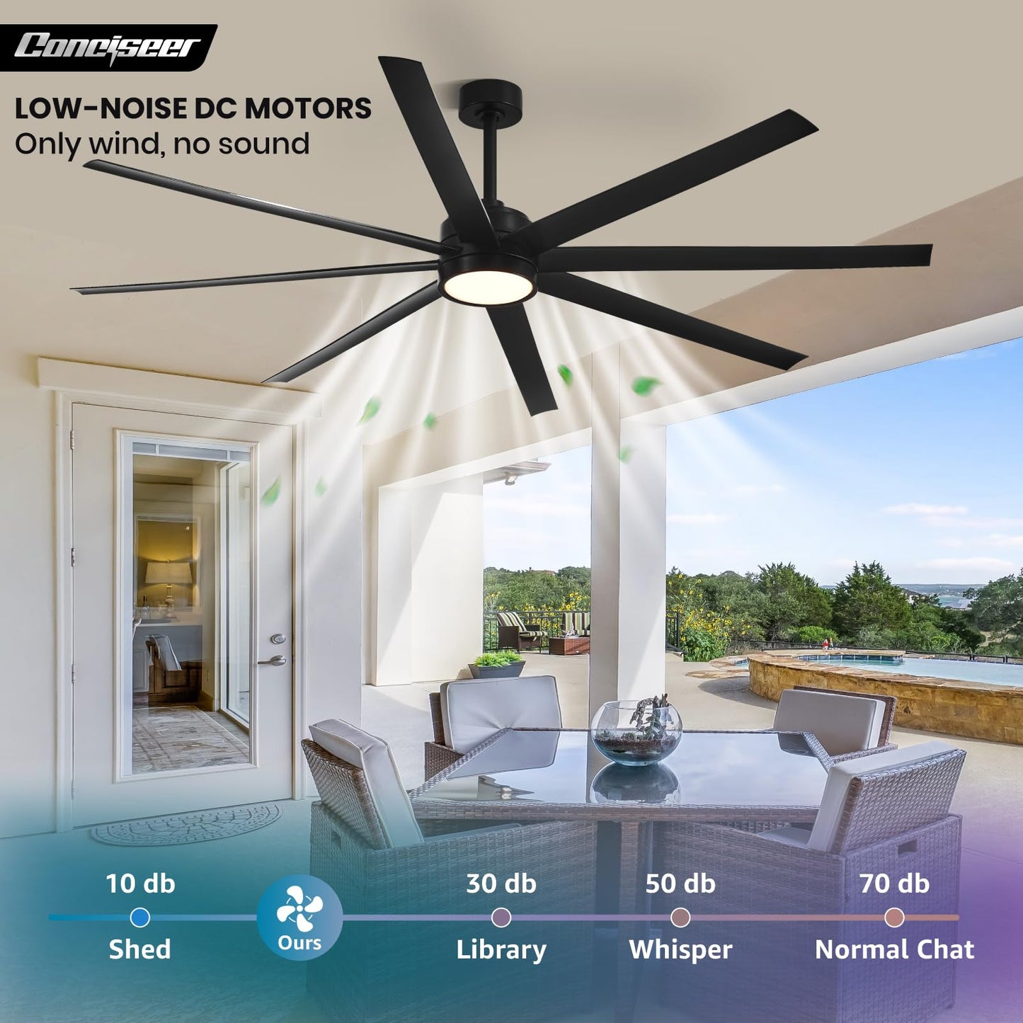 65" Modern Ceiling Fan with Light & Remote