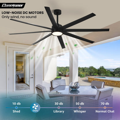 65" Modern Ceiling Fan with Light & Remote