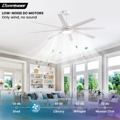 65" Modern Ceiling Fan with Light & Remote
