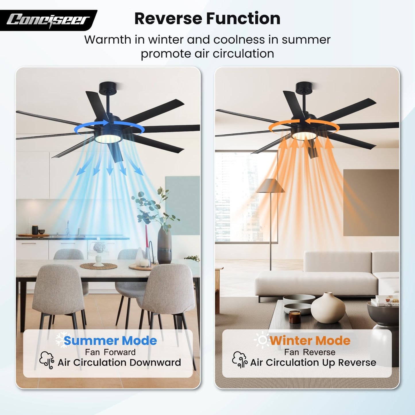 65" Modern Ceiling Fan with Light & Remote