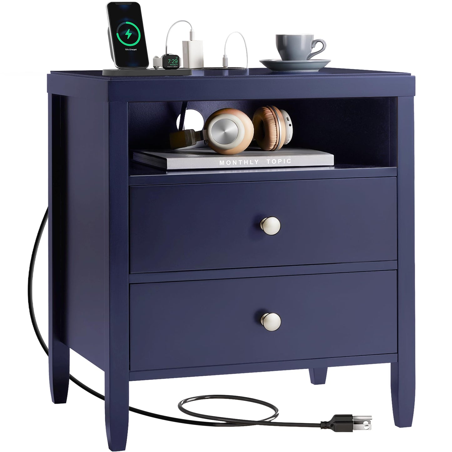 Huuger Black Nightstands Set of 2