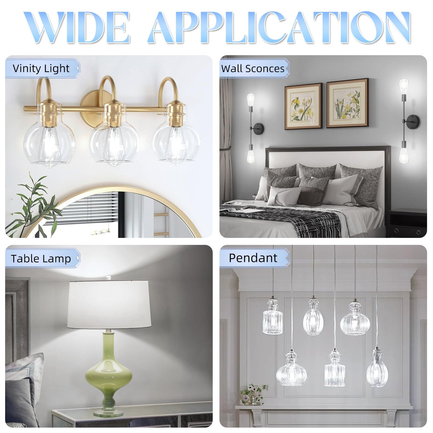 Edison LED Bulbs 60W, 4000K, 12-Pack
