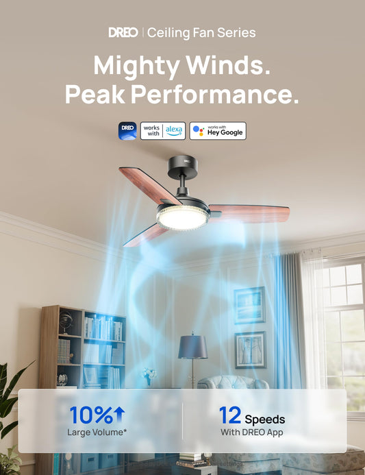 Dreo 42" Smart Ceiling Fan with Light & Alexa Control