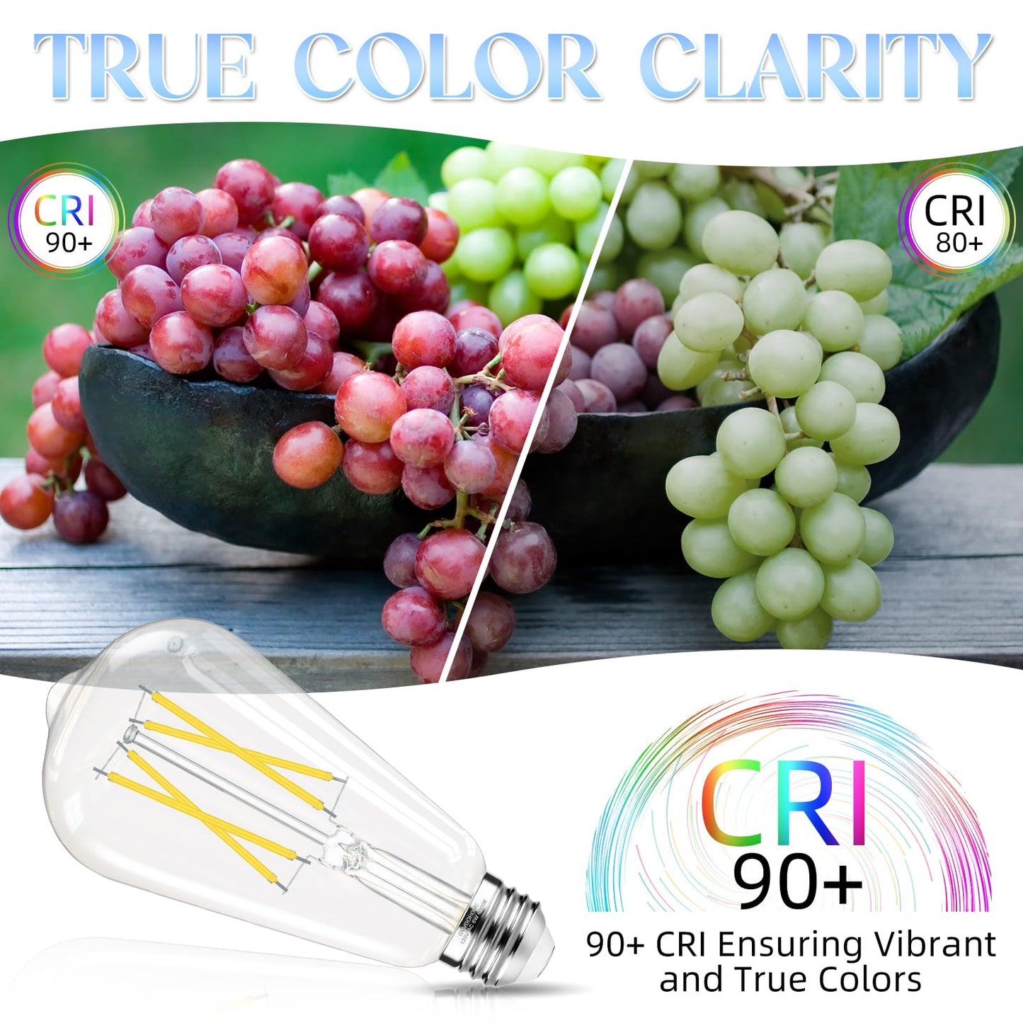 Edison LED Bulbs 60W, 4000K, 12-Pack