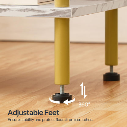 HOOBRO Small Side Table with Shelves