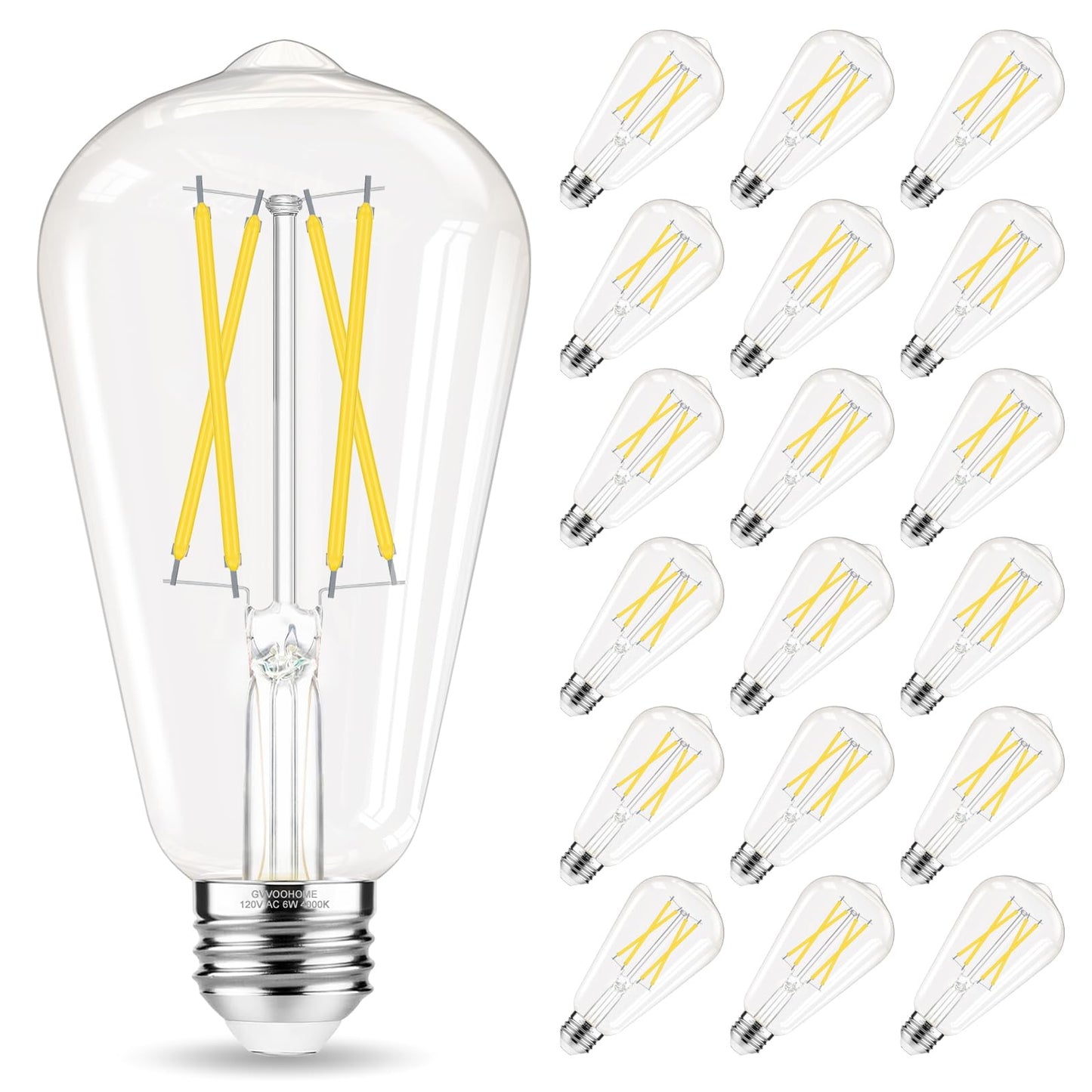 Edison LED Bulbs 60W, 4000K, 12-Pack