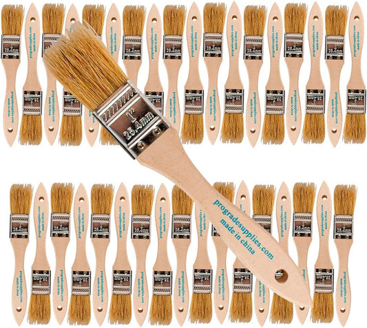 Pro Grade 1" Chip Paint Brushes – 36 Pack, Light Brown