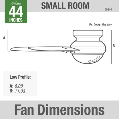 Hunter 59244 Dempsey Ceiling Fan 44 inches Fresh White