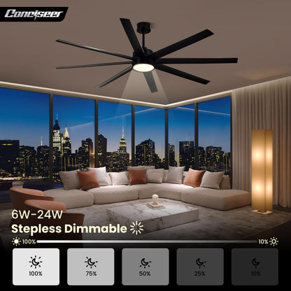 65" Modern Ceiling Fan with Light & Remote