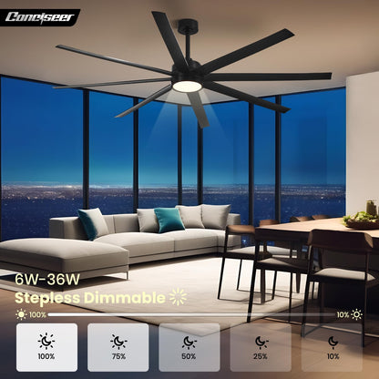 65" Modern Ceiling Fan with Light & Remote