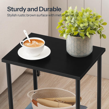 HOOBRO Small Side Table with Shelves