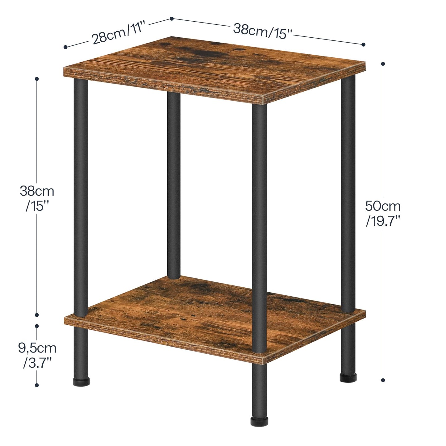 HOOBRO Small Side Table with Shelves