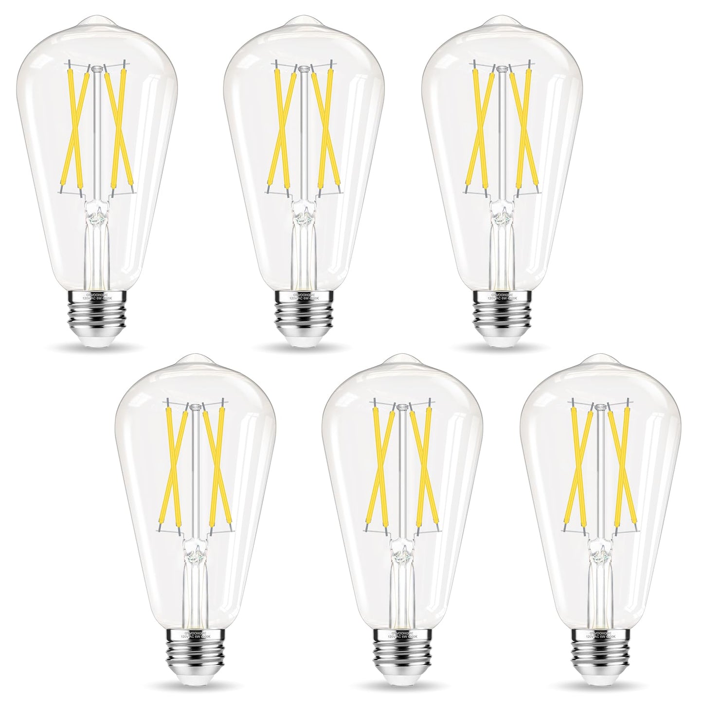 Edison LED Bulbs 60W, 4000K, 12-Pack