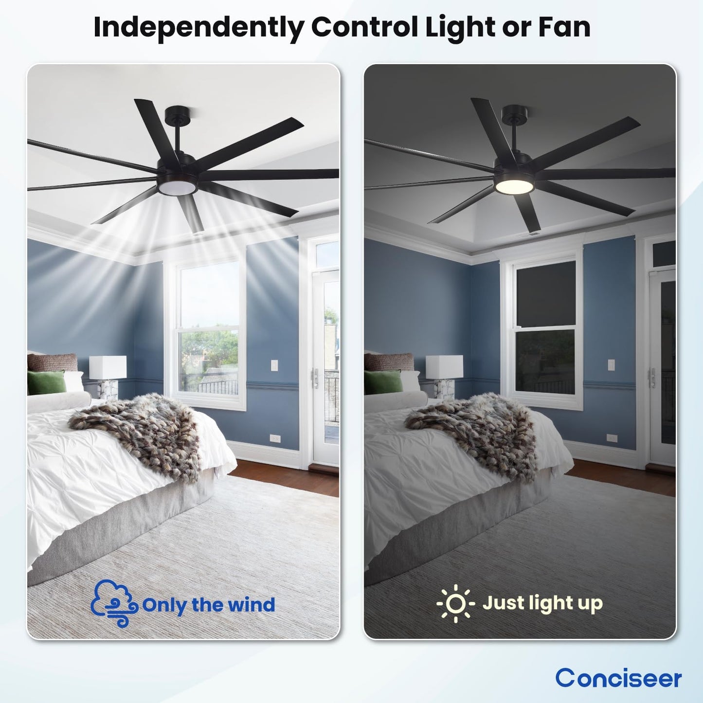 65" Modern Ceiling Fan with Light & Remote