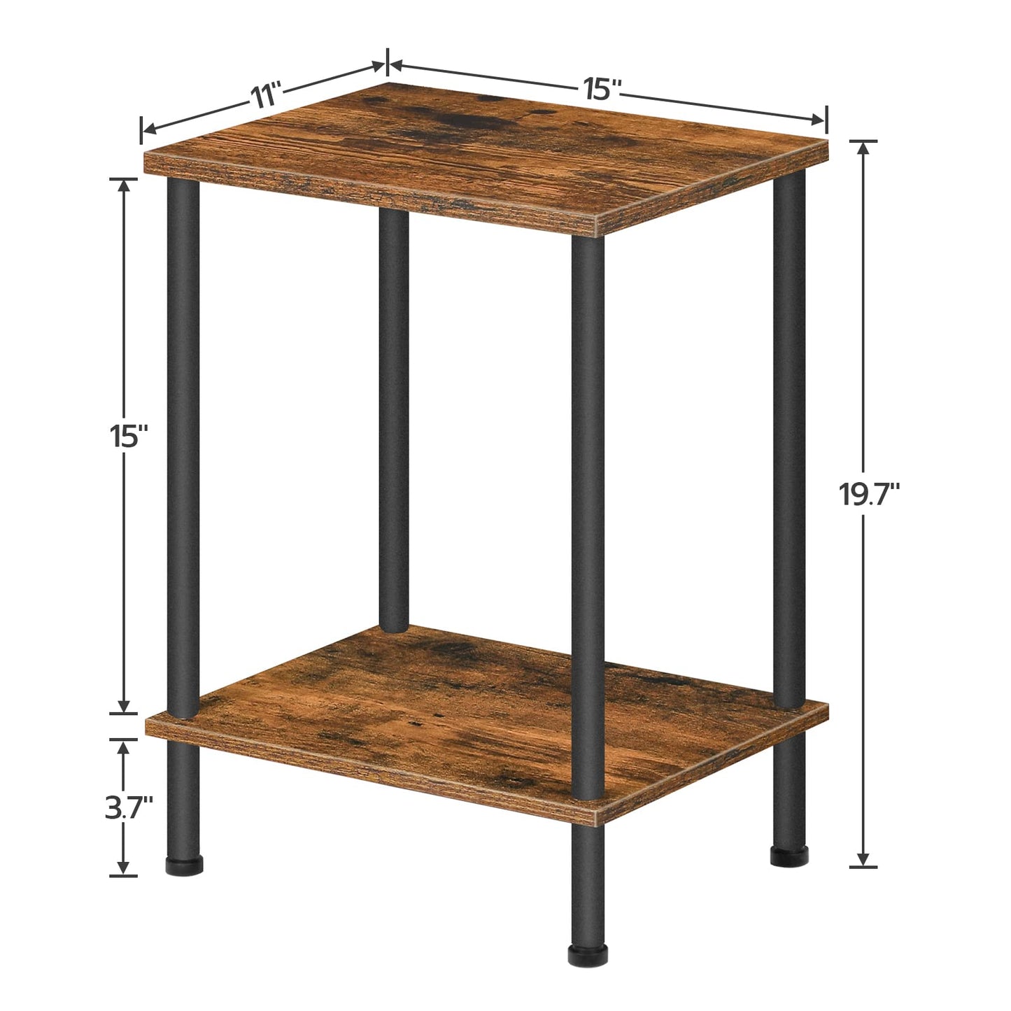HOOBRO Small Side Table with Shelves
