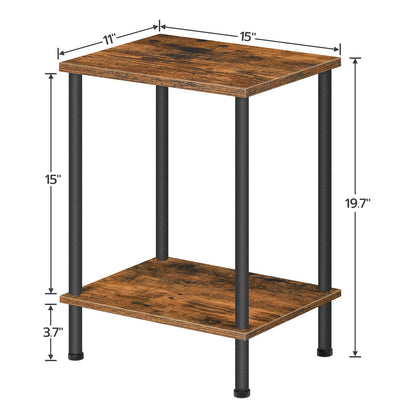 HOOBRO Small Side Table with Shelves
