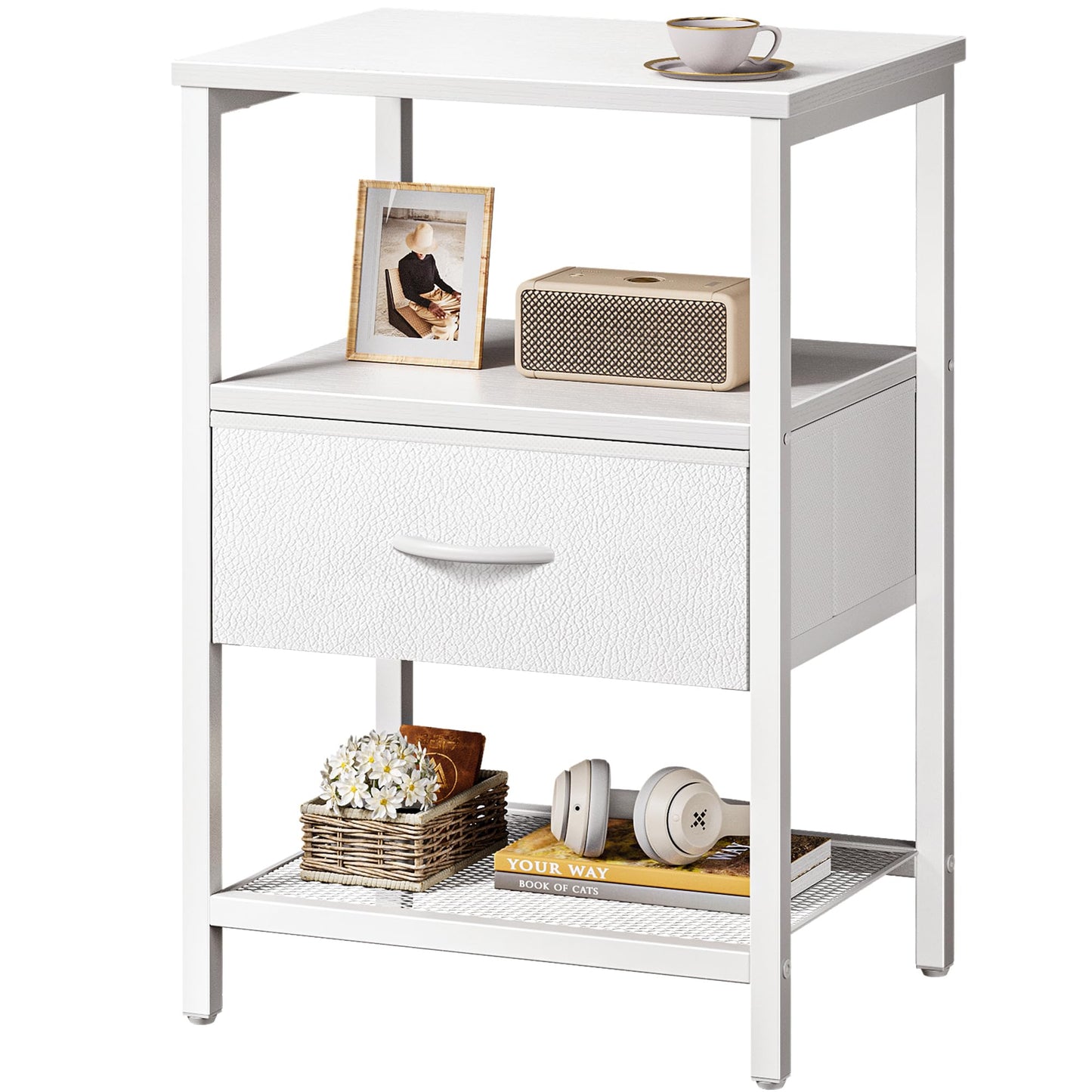 Huuger Fabric Nightstand, Rustic Brown