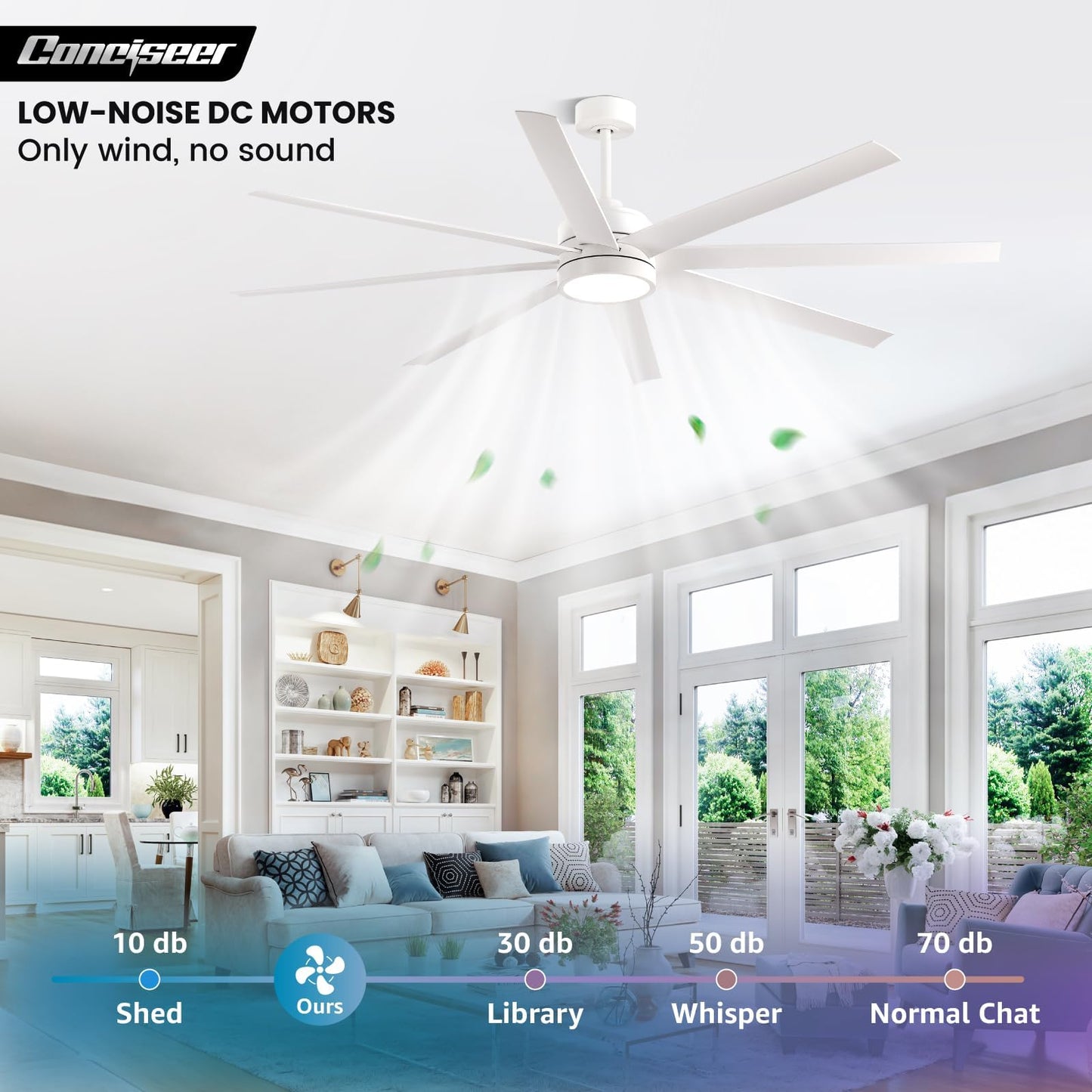 65" Modern Ceiling Fan with Light & Remote