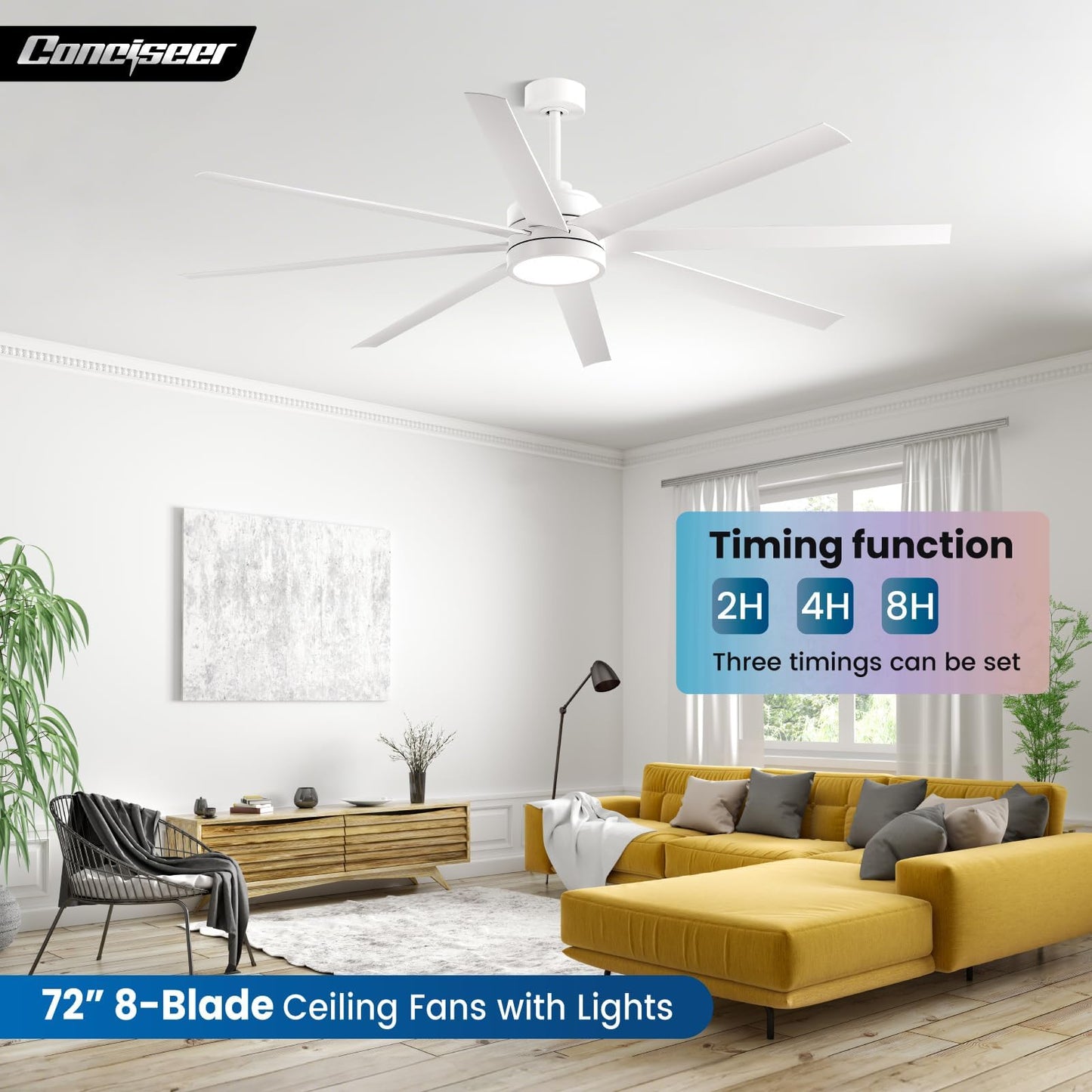 65" Modern Ceiling Fan with Light & Remote