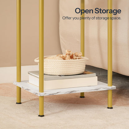 HOOBRO Small Side Table with Shelves
