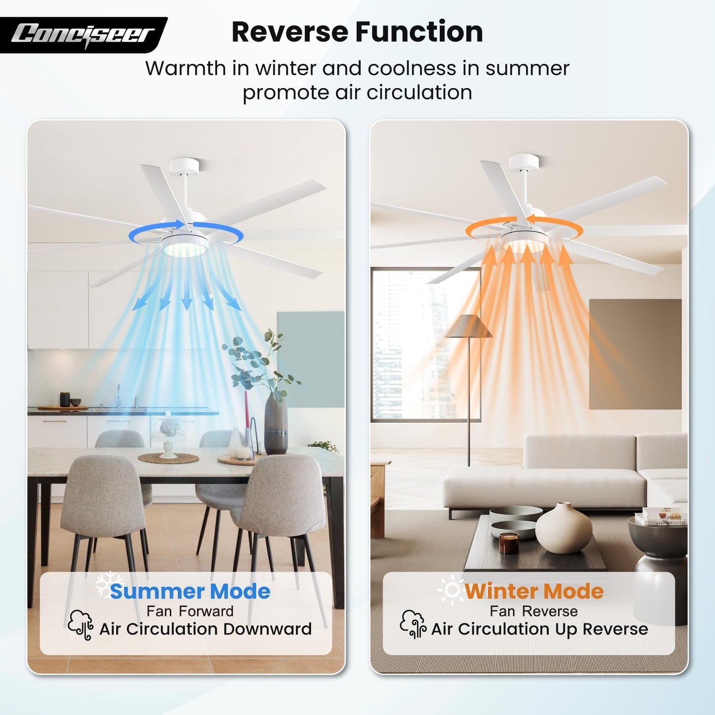 65" Modern Ceiling Fan with Light & Remote