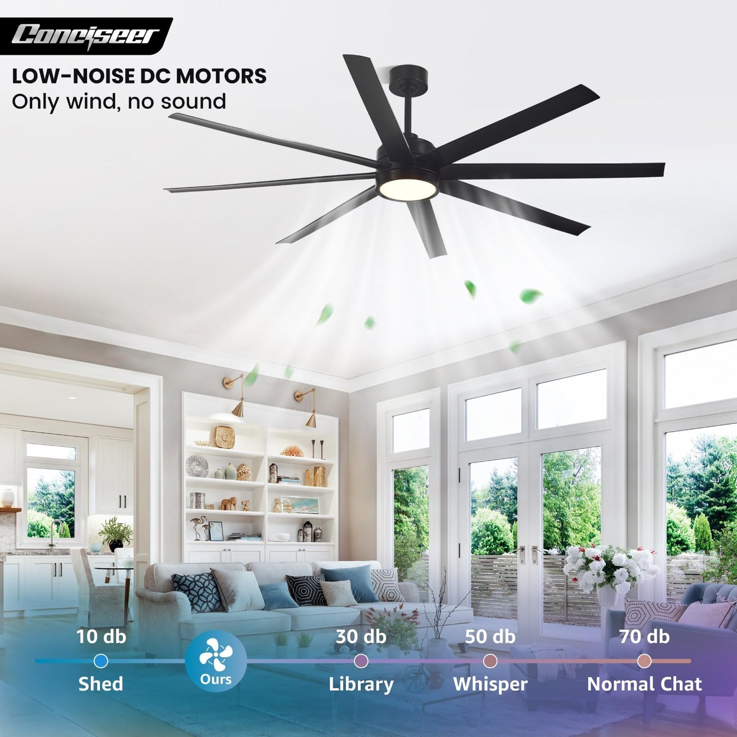 65" Modern Ceiling Fan with Light & Remote