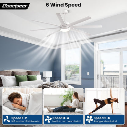 65" Modern Ceiling Fan with Light & Remote