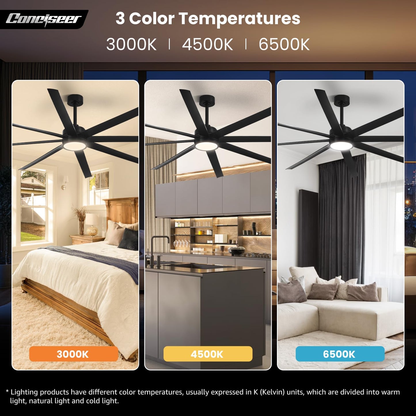 65" Modern Ceiling Fan with Light & Remote