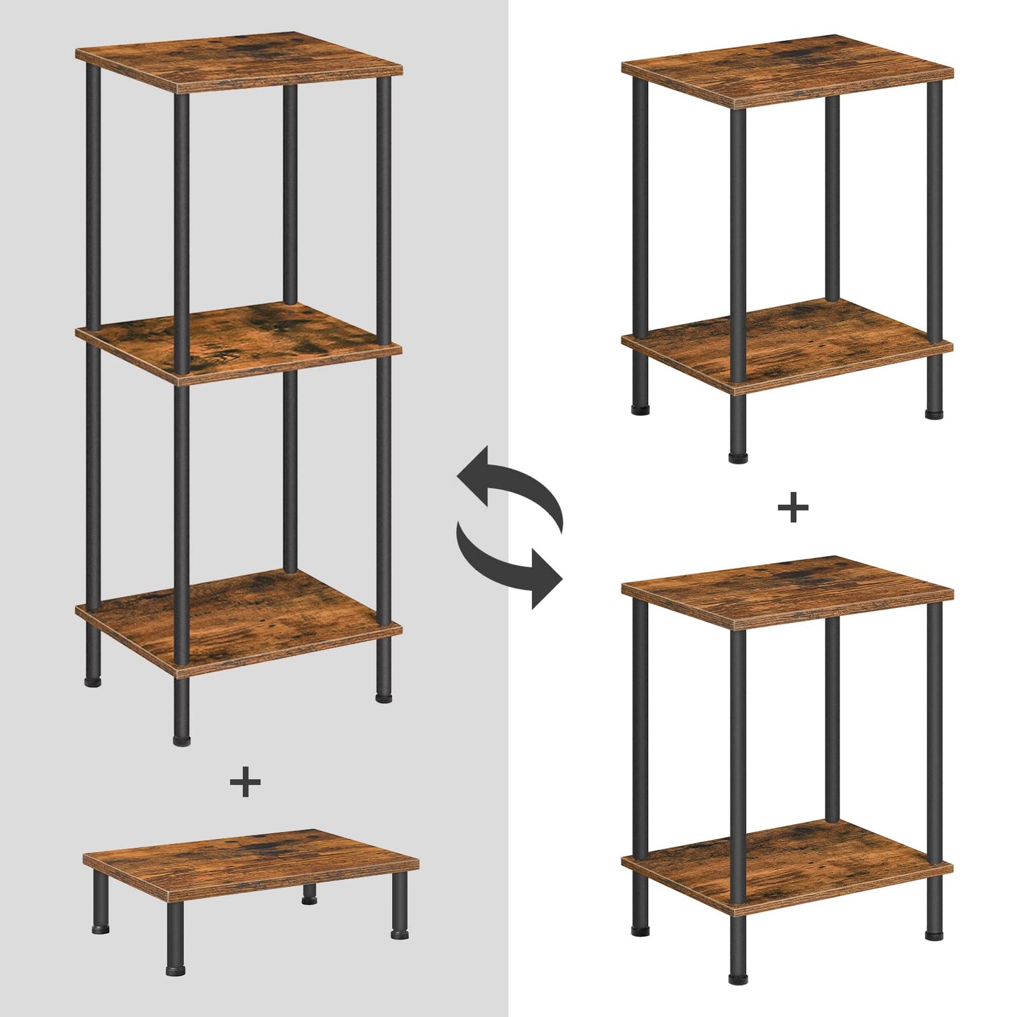 HOOBRO Small Side Table with Shelves