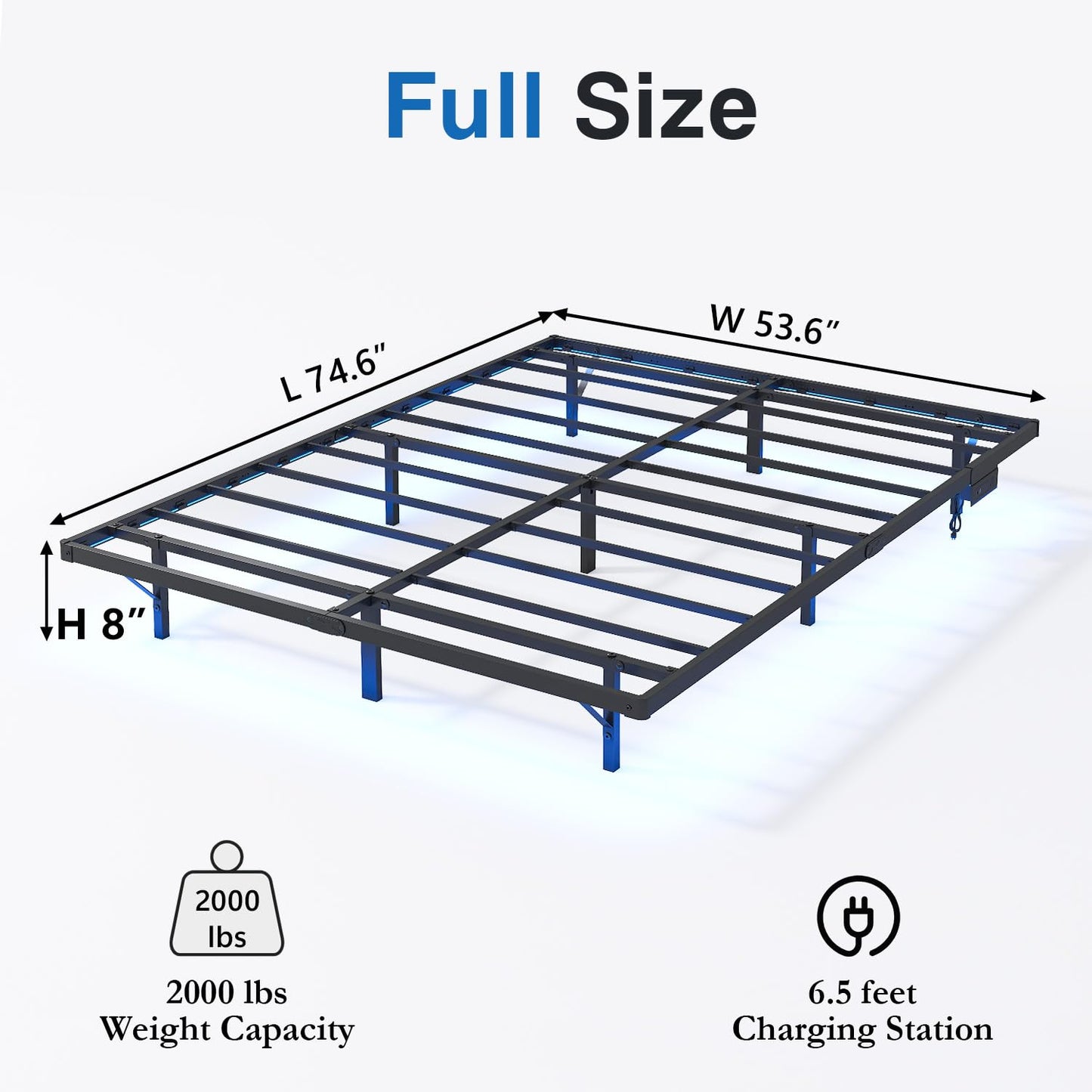 Floating Twin Bed Frame with LED & Charger