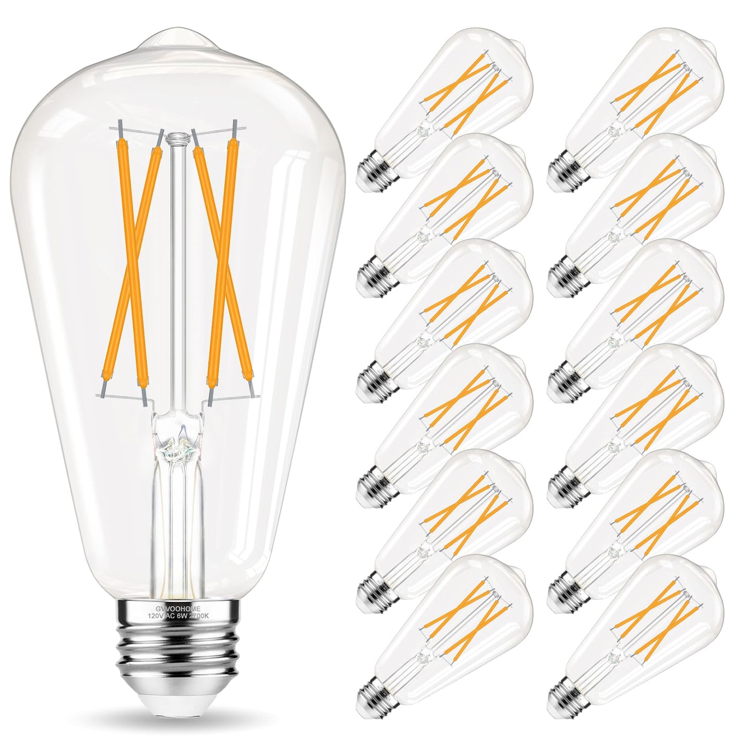 Edison LED Bulbs 60W, 4000K, 12-Pack