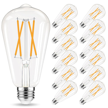 Edison LED Bulbs 60W, 4000K, 12-Pack