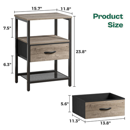 Huuger Fabric Nightstand, Rustic Brown