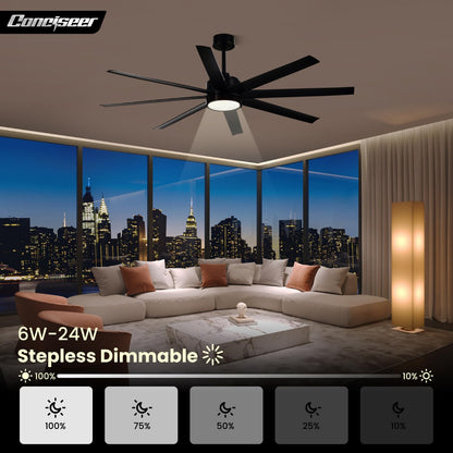 65" Modern Ceiling Fan with Light & Remote