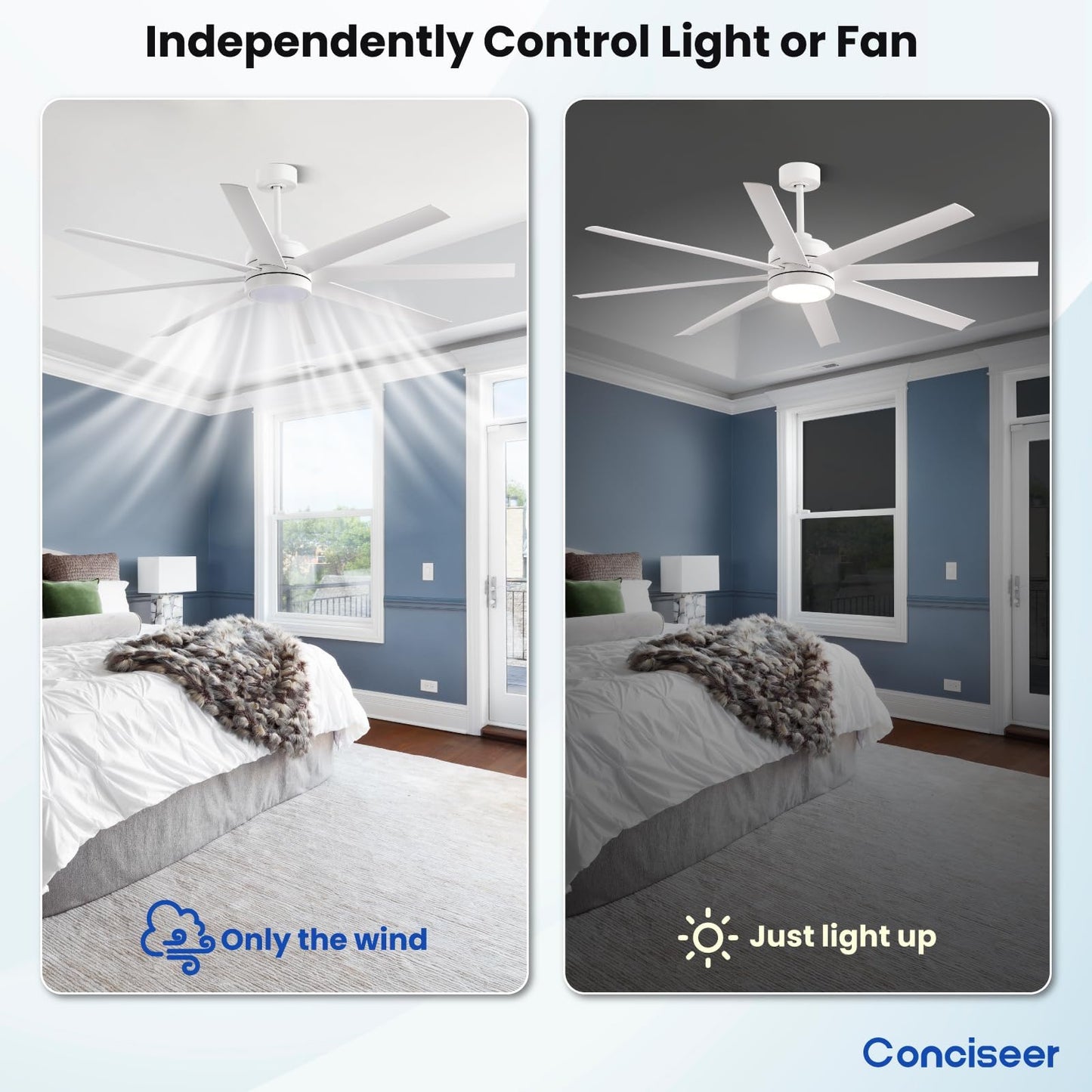 65" Modern Ceiling Fan with Light & Remote