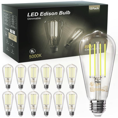 TJOY Vintage LED Edison Bulbs 12-Pack