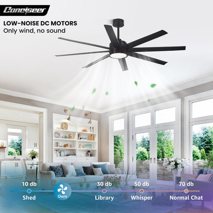 65" Modern Ceiling Fan with Light & Remote
