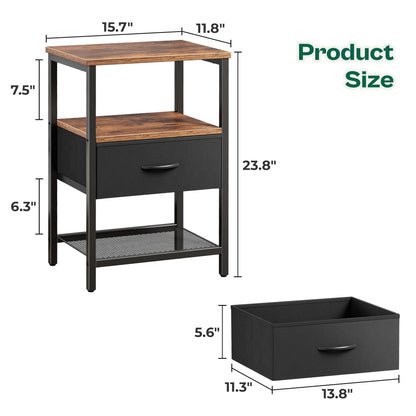 Huuger Fabric Nightstand, Rustic Brown
