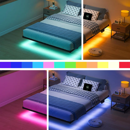Floating Twin Bed Frame with LED & Charger