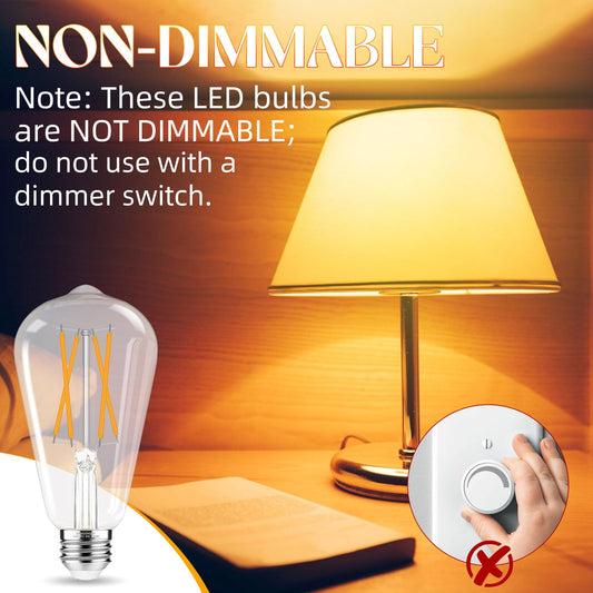Edison LED Bulbs 60W, 4000K, 12-Pack