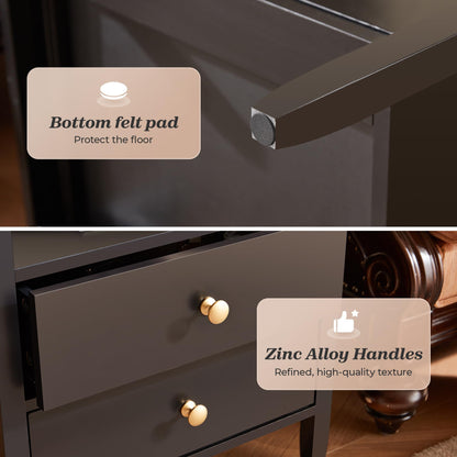 Huuger Black Nightstands Set of 2