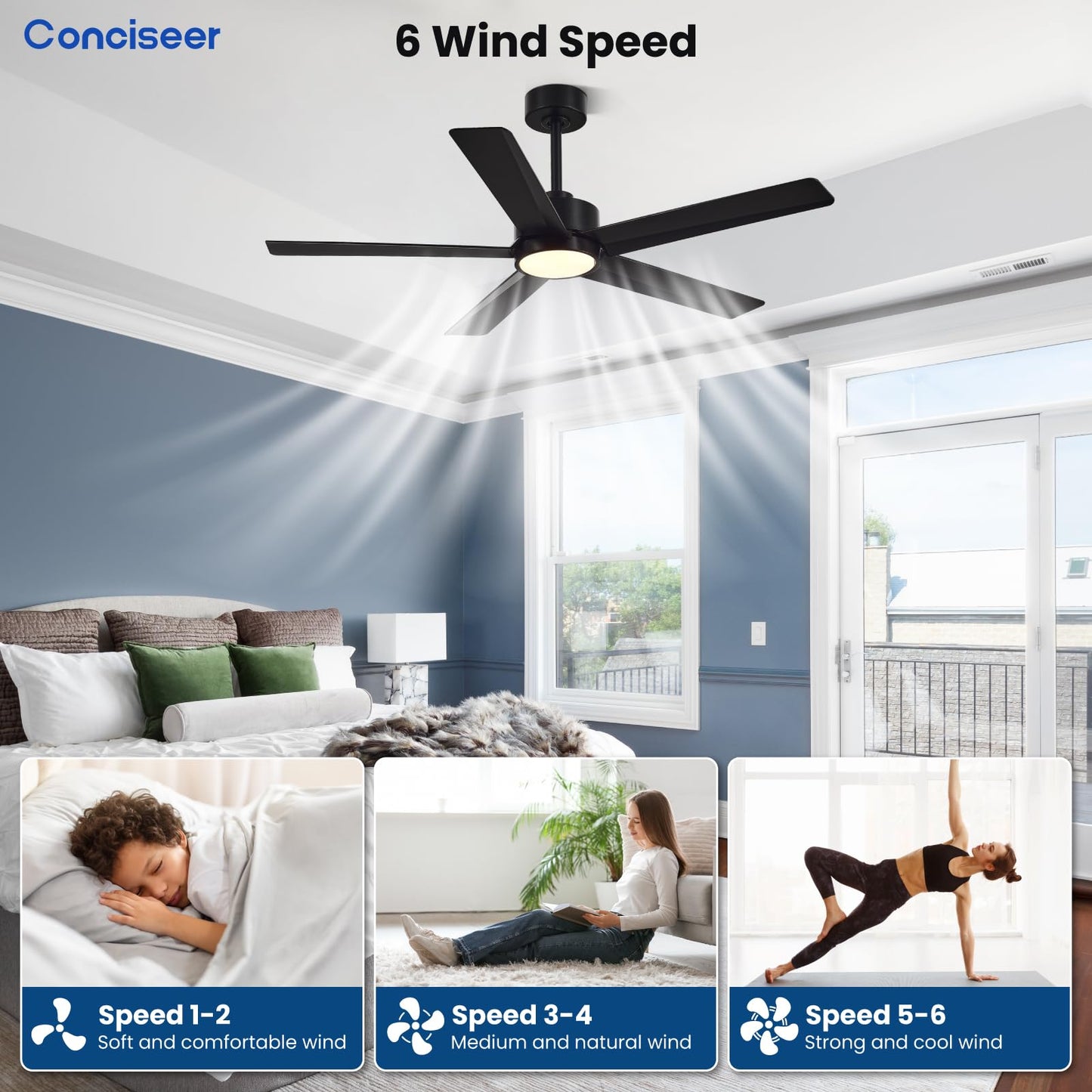 65" Modern Ceiling Fan with Light & Remote