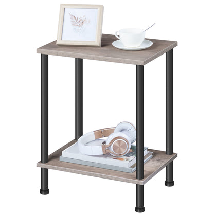 HOOBRO Small Side Table with Shelves