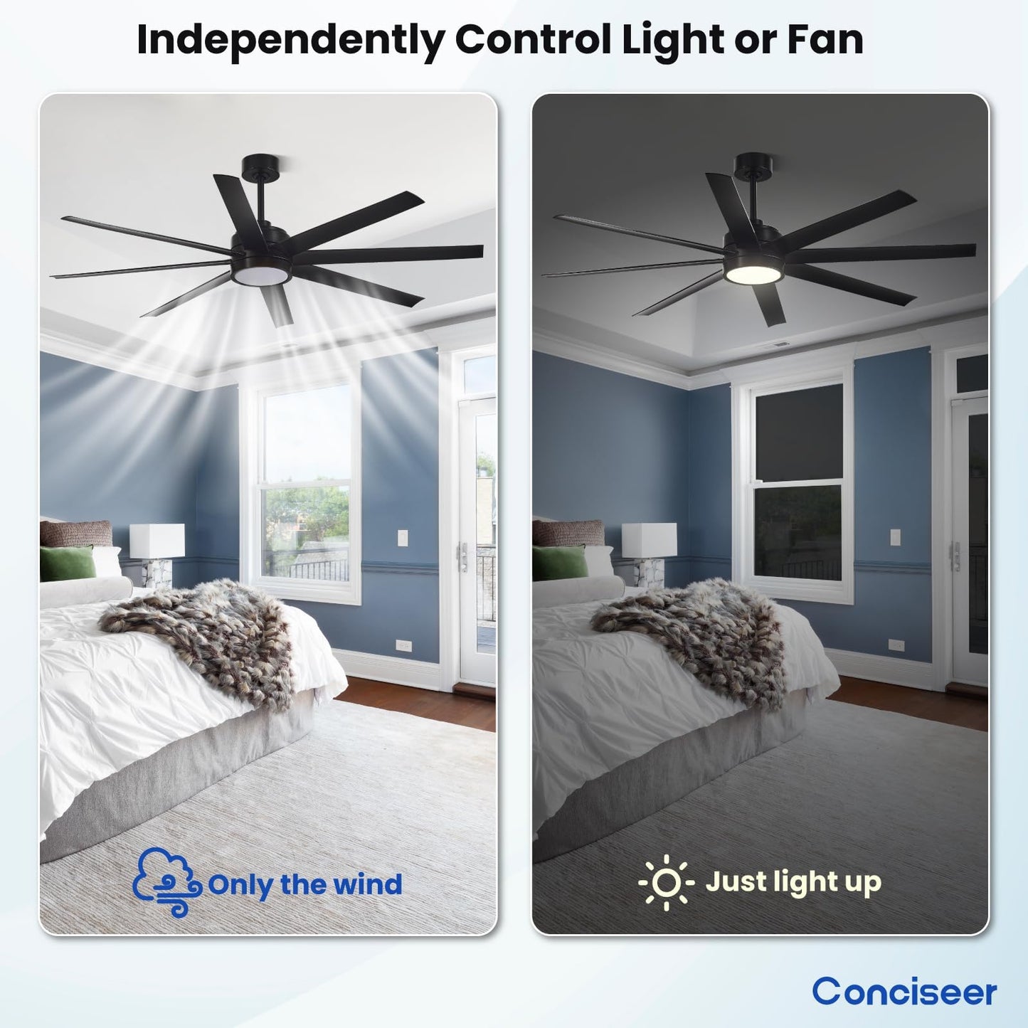 65" Modern Ceiling Fan with Light & Remote