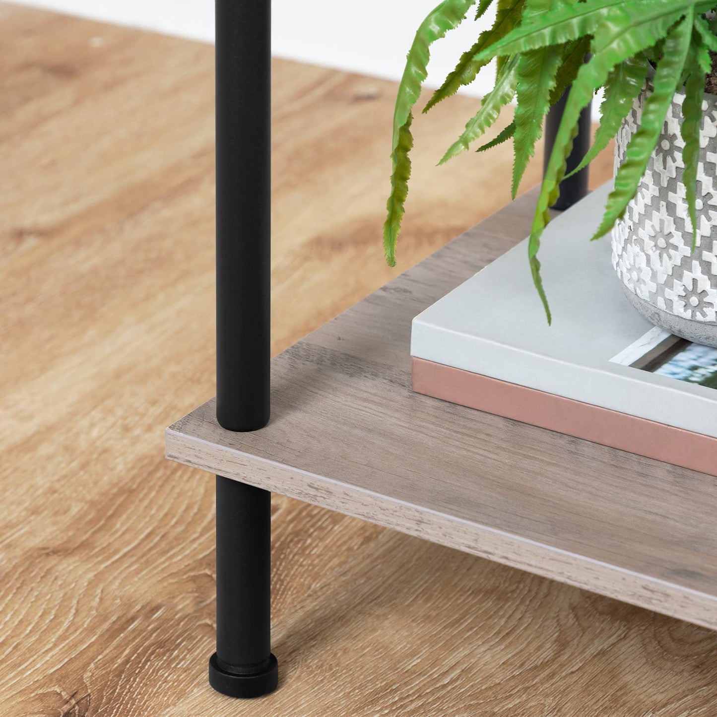 HOOBRO Small Side Table with Shelves
