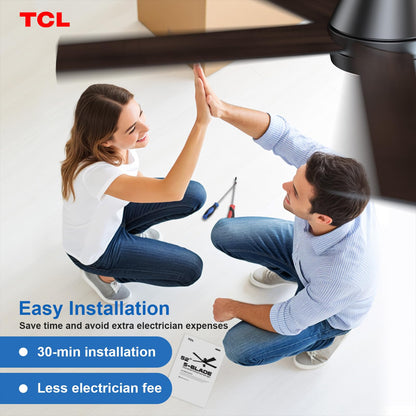 TCL 52" White Ceiling Fan with Light, 5 Blades, 6-Speed