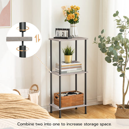 HOOBRO Small Side Table with Shelves